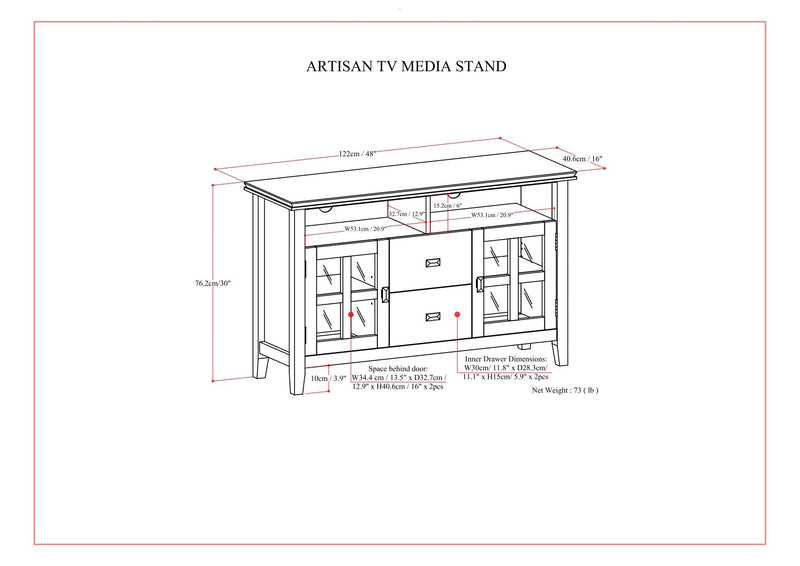 Artisan - TV Media Stand, Handcrafted - Russet Brown by HouseOfZazla
