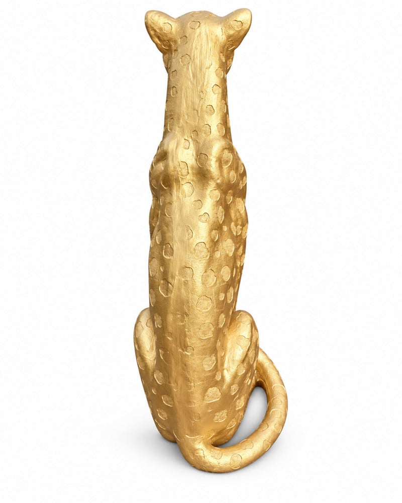 Gold Leopard Statue 33.86 Inch Tall Resin Fiberglass Animal Sculpture for Living Room Entryway Home Decor, photo 9 of 10