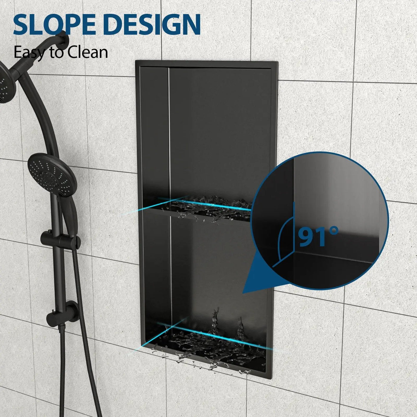 Modern Stainless Steel Shower Niche Double Shelf For Bathroom by HouseOfZazla