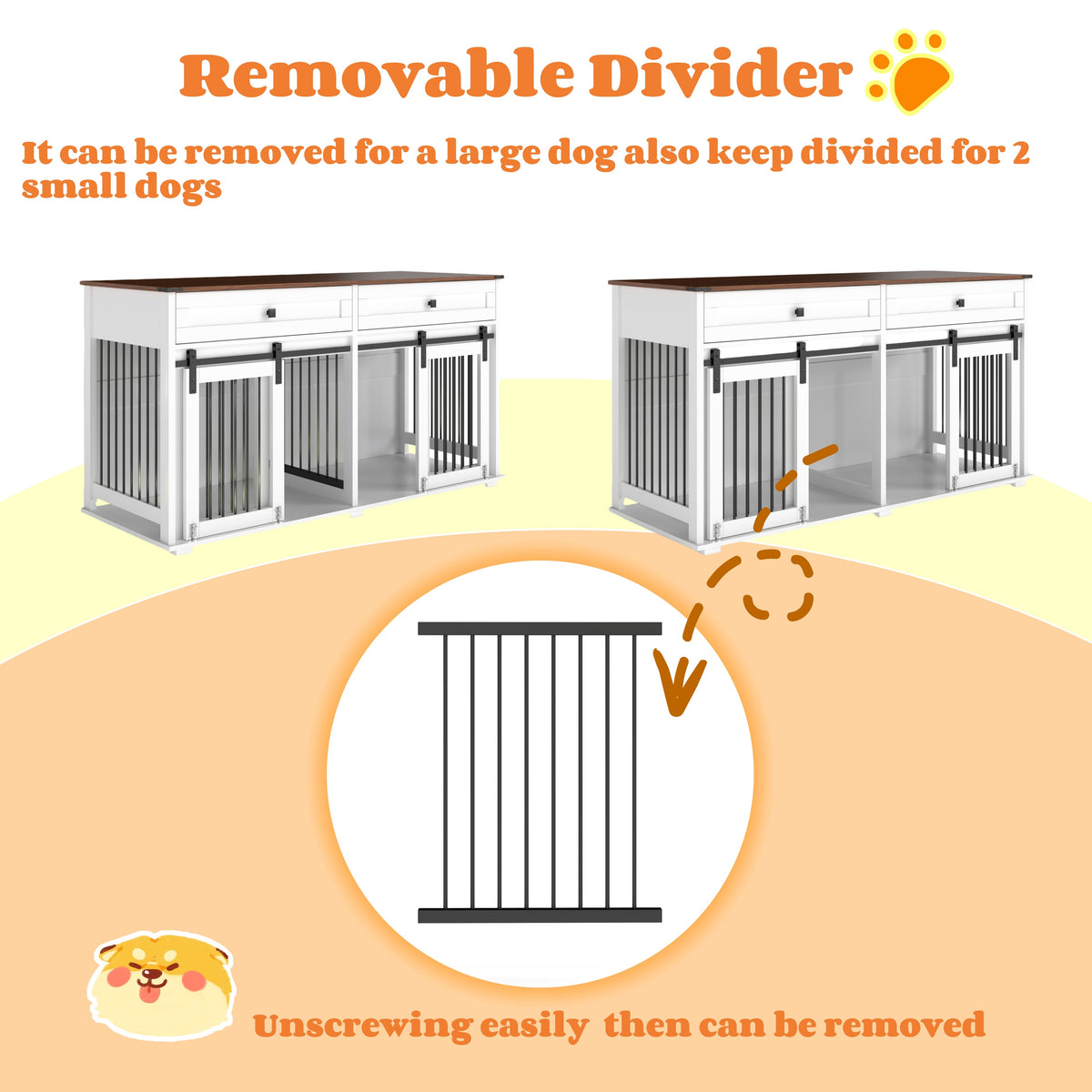 63'' Large Dog Crate Furniture for Double Dog, photo 6 of 10