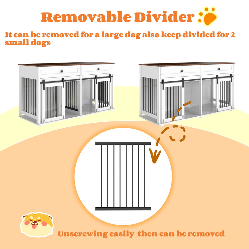 63'' Large Dog Crate Furniture for Double Dog, photo 6 of 10