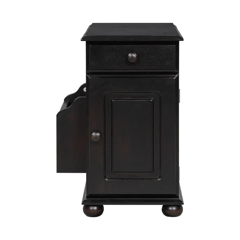 Vintage Flip Top Side Table With USB Ports by HouseOfZazla