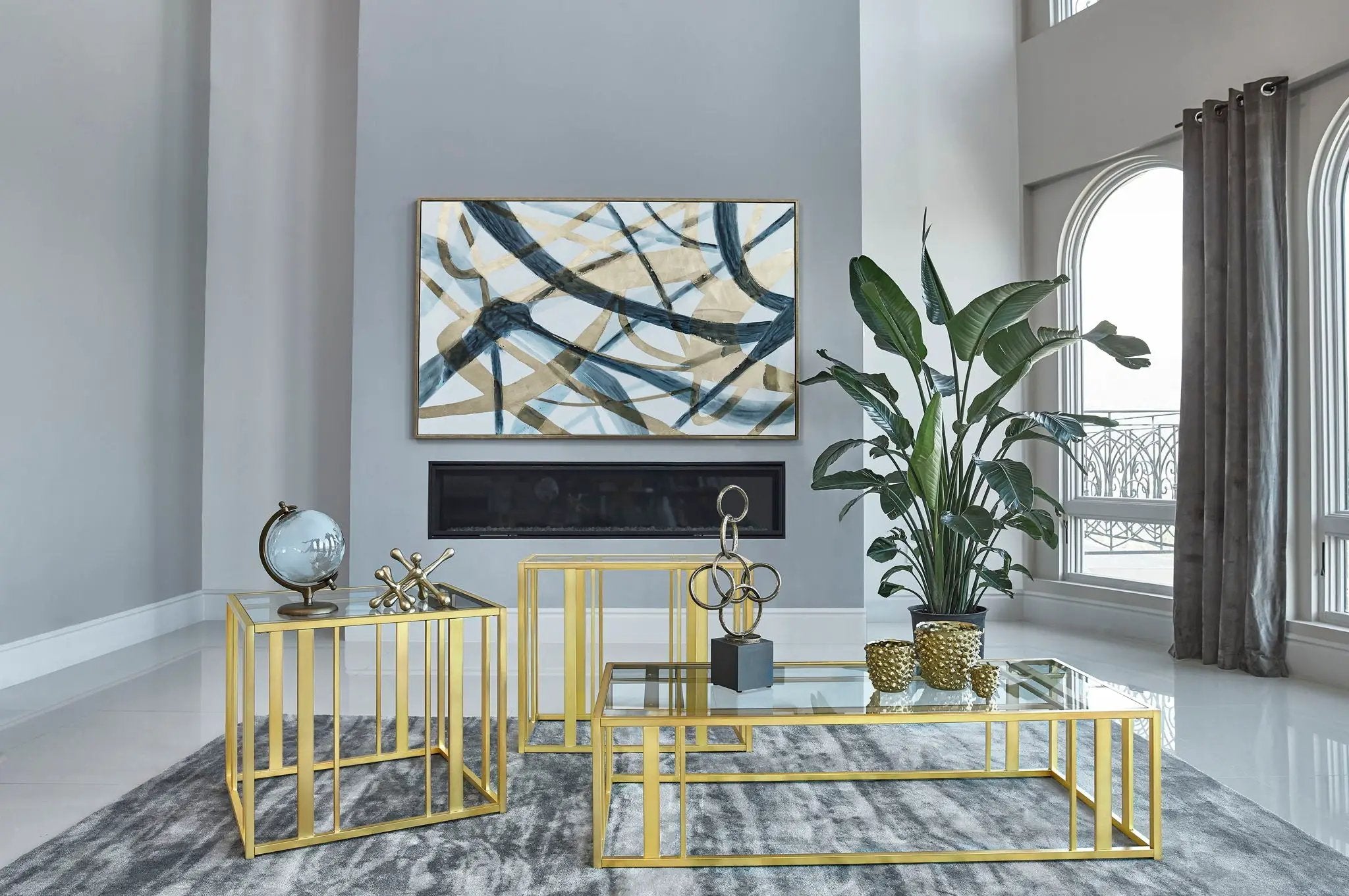 Adri 3-piece Coffee and End Table Set Matte Brass by Unique Piece Furniture