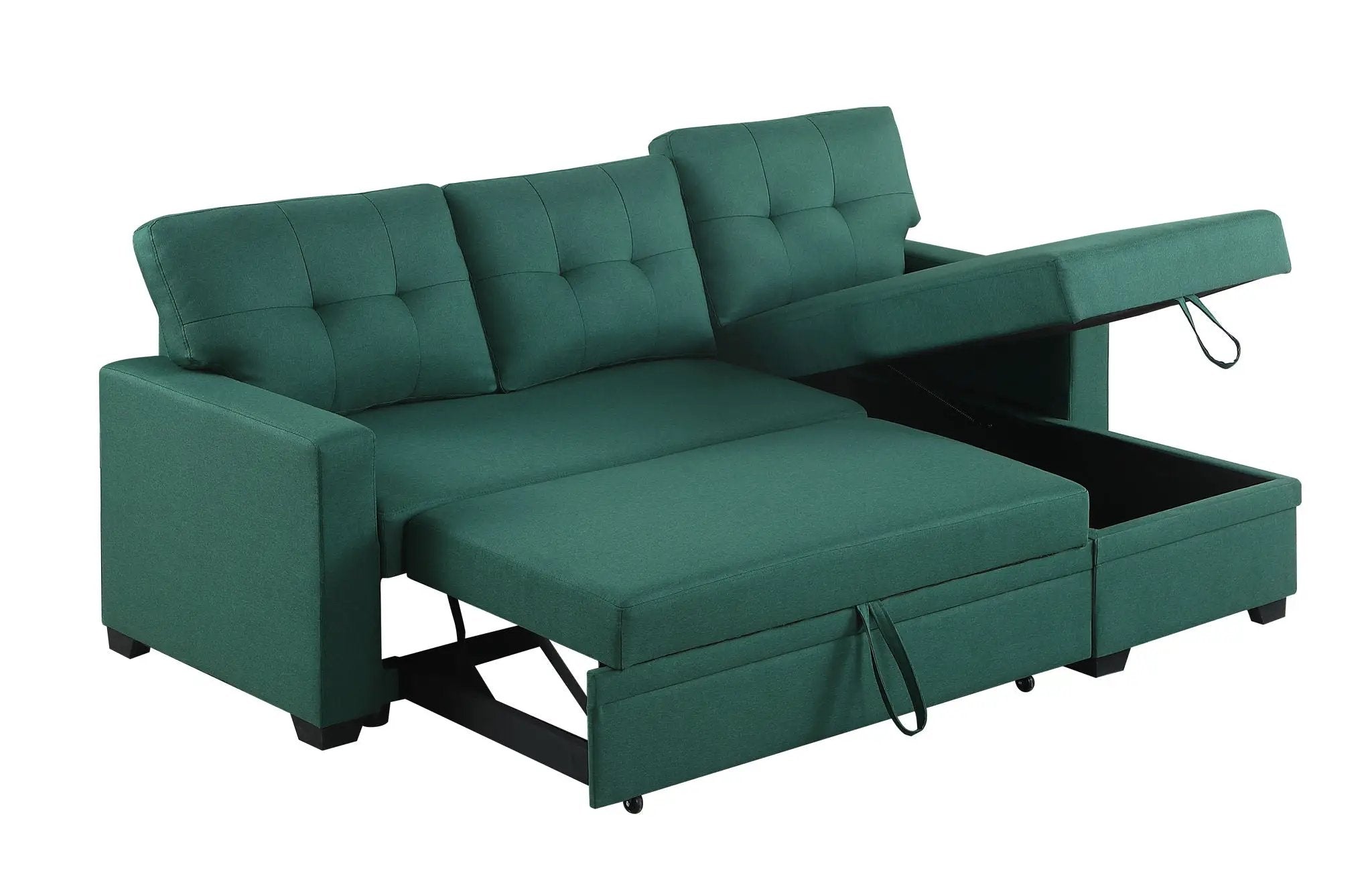 Upholstered Pull Out Sectional Sofa With Chaise by Unique Piece Furniture