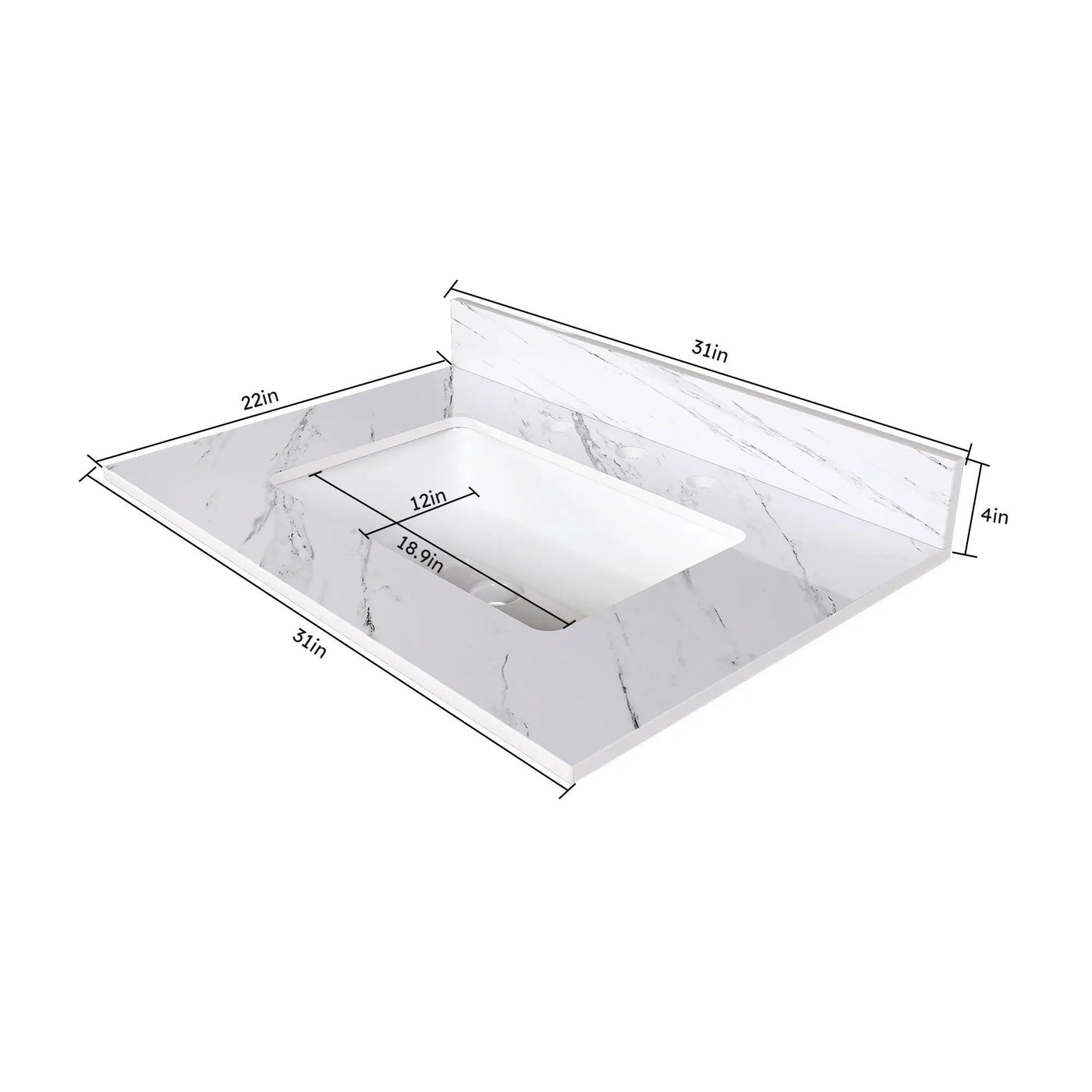 Bianco Carrara Venato Elegant Marble Vanity Top, Bathroom Vanity With Undermount Sink, Sintered Stone by HouseOfZazla