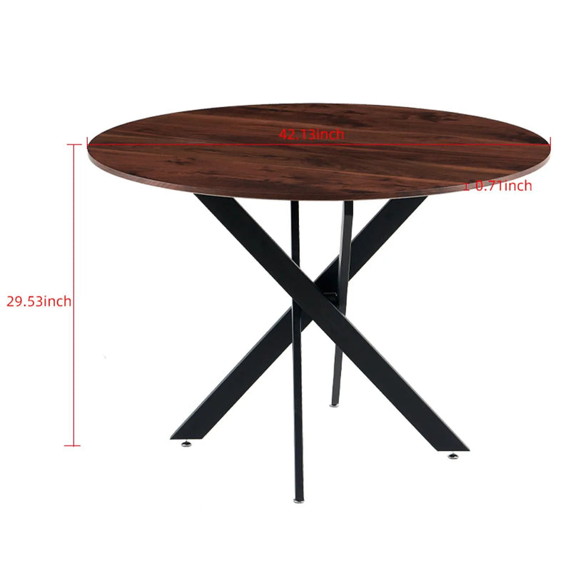 Mid-Century Dining Table For 4 - 6 People With Round Table Top, Pedestal Dining Table, End Table Leisure Coffee Table, Cross Leg by Unique Piece Furniture