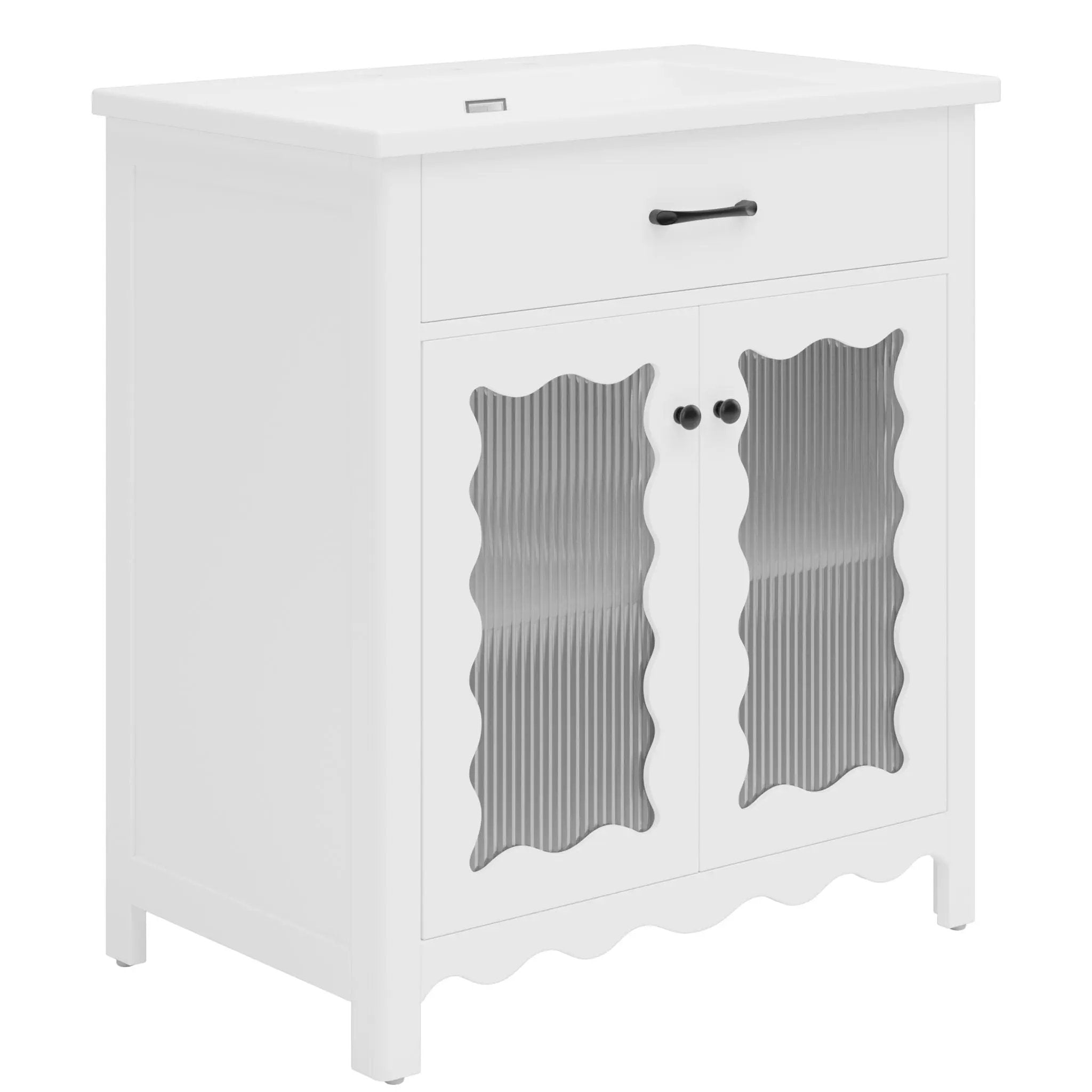 Modern Bathroom Vanity With Tempered Glass Doors by HouseOfZazla