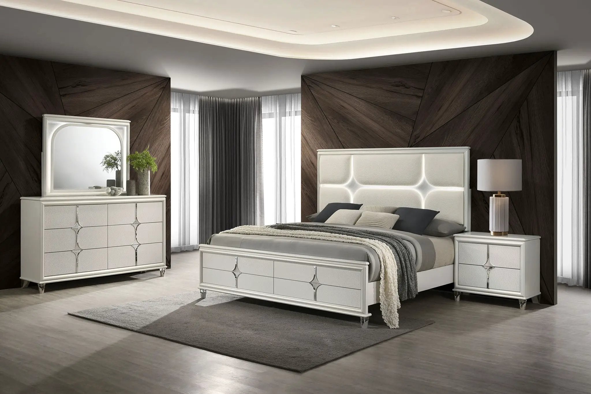 Olivia 4-piece Queen Bedroom Set Pearl White by Unique Piece Furniture