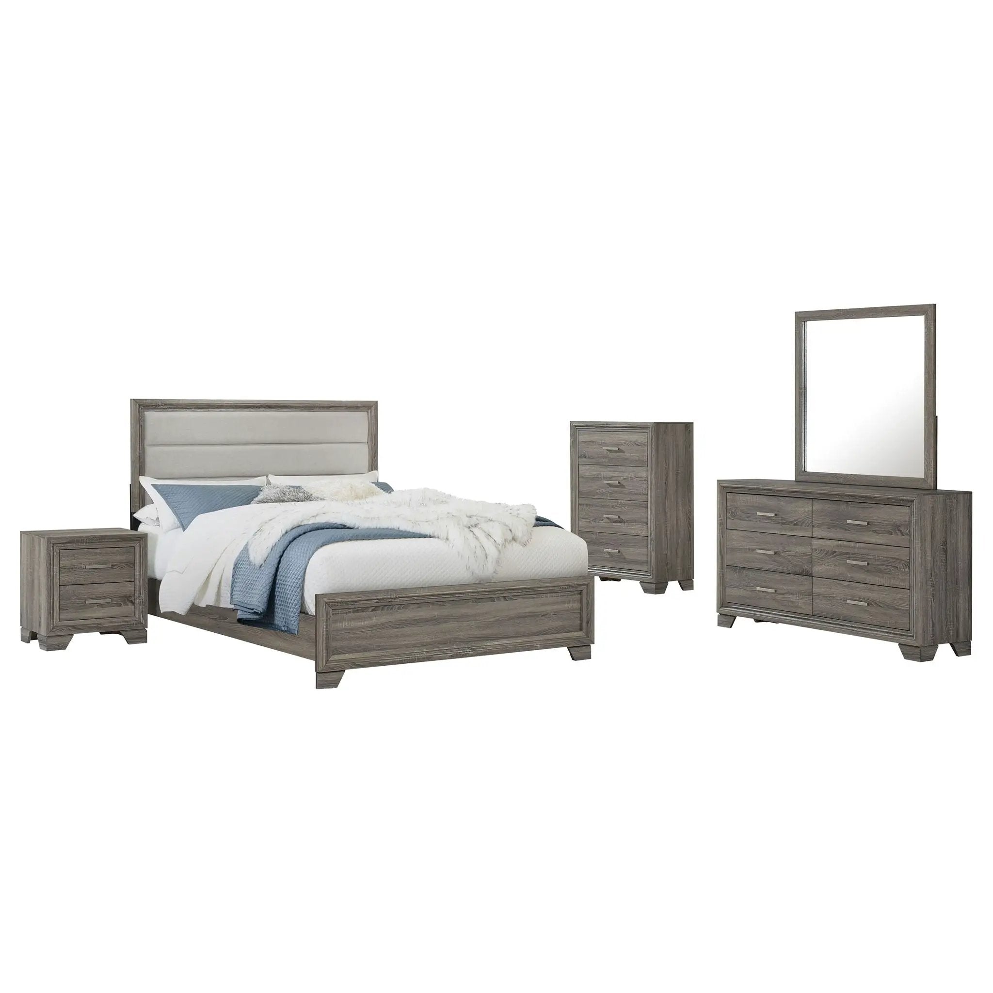 Wright 5-piece Queen Bedroom Set Brown Oak by Unique Piece Furniture
