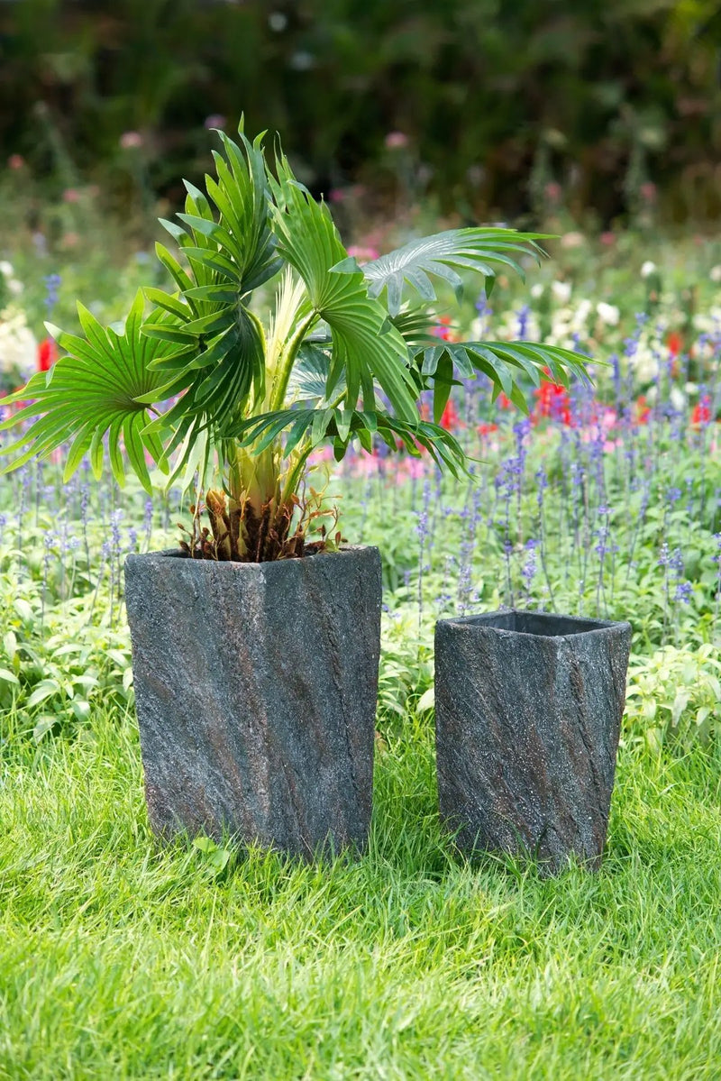 9.4x9.4x18.1' Cement Planter Large, Indoor Outdoor Garden Functional Decor by HouseOfZazla