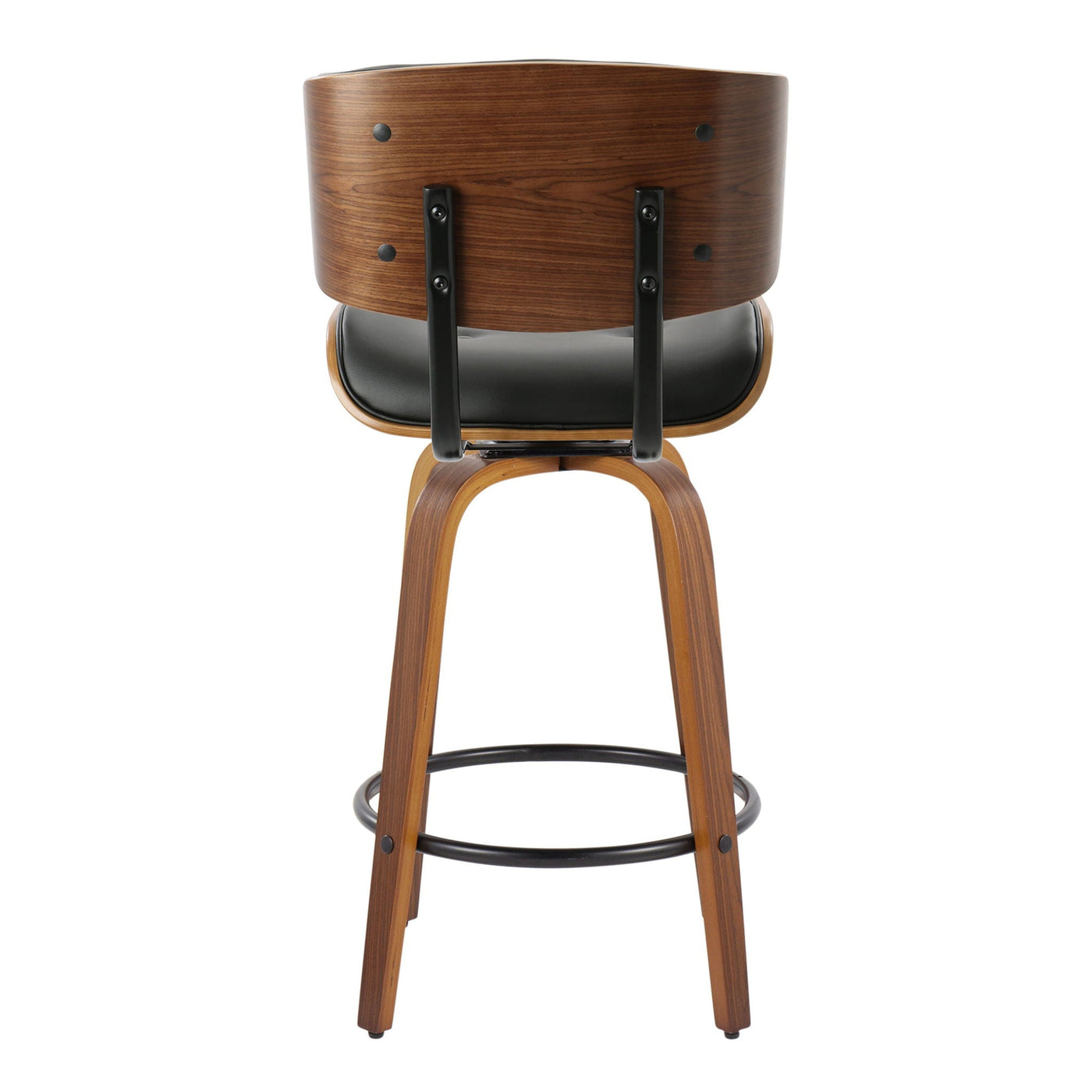 Lombardi - Mid-Century Modern Fixed Height Counter Stool With Swivel With Round Footrest (Set of 2) by HouseOfZazla