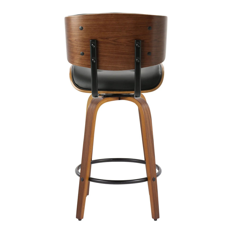 Lombardi - Mid-Century Modern Fixed Height Counter Stool With Swivel With Round Footrest (Set of 2) by HouseOfZazla