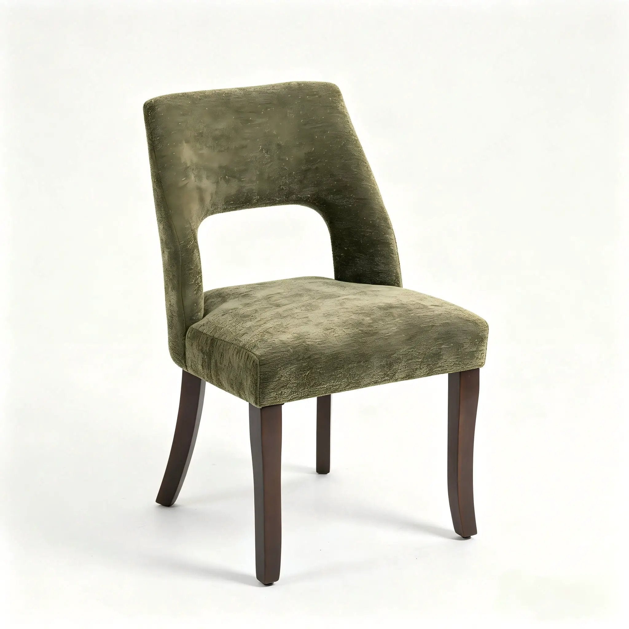Upholstered Dining Chair With Curved Legs (Set of 2) - Green by HouseOfZazla