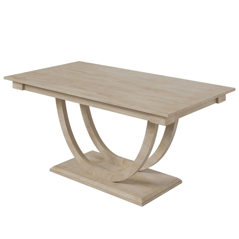 Topmax - 6 Piece Wood Half Round Dining Table Set Kitchen Table Set With Long Bench And 4 Dining Chairs, Modern Style by HouseOfZazla