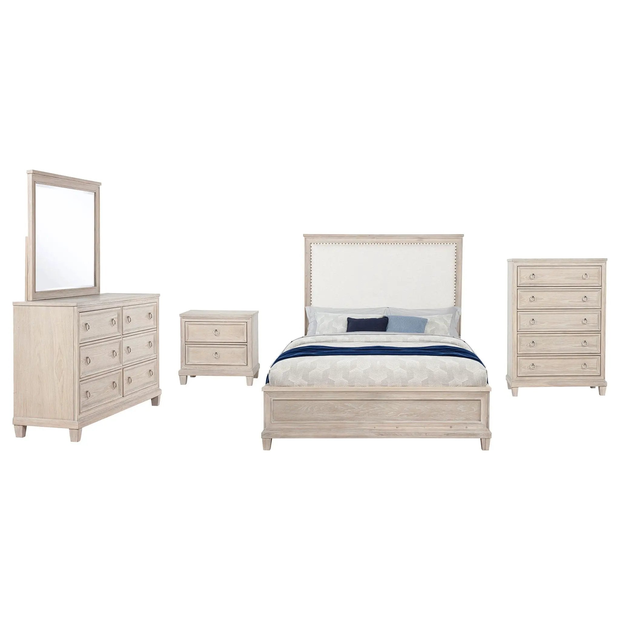 Pembroke 5-piece Eastern King Bedroom Set Washed Oak by Unique Piece Furniture