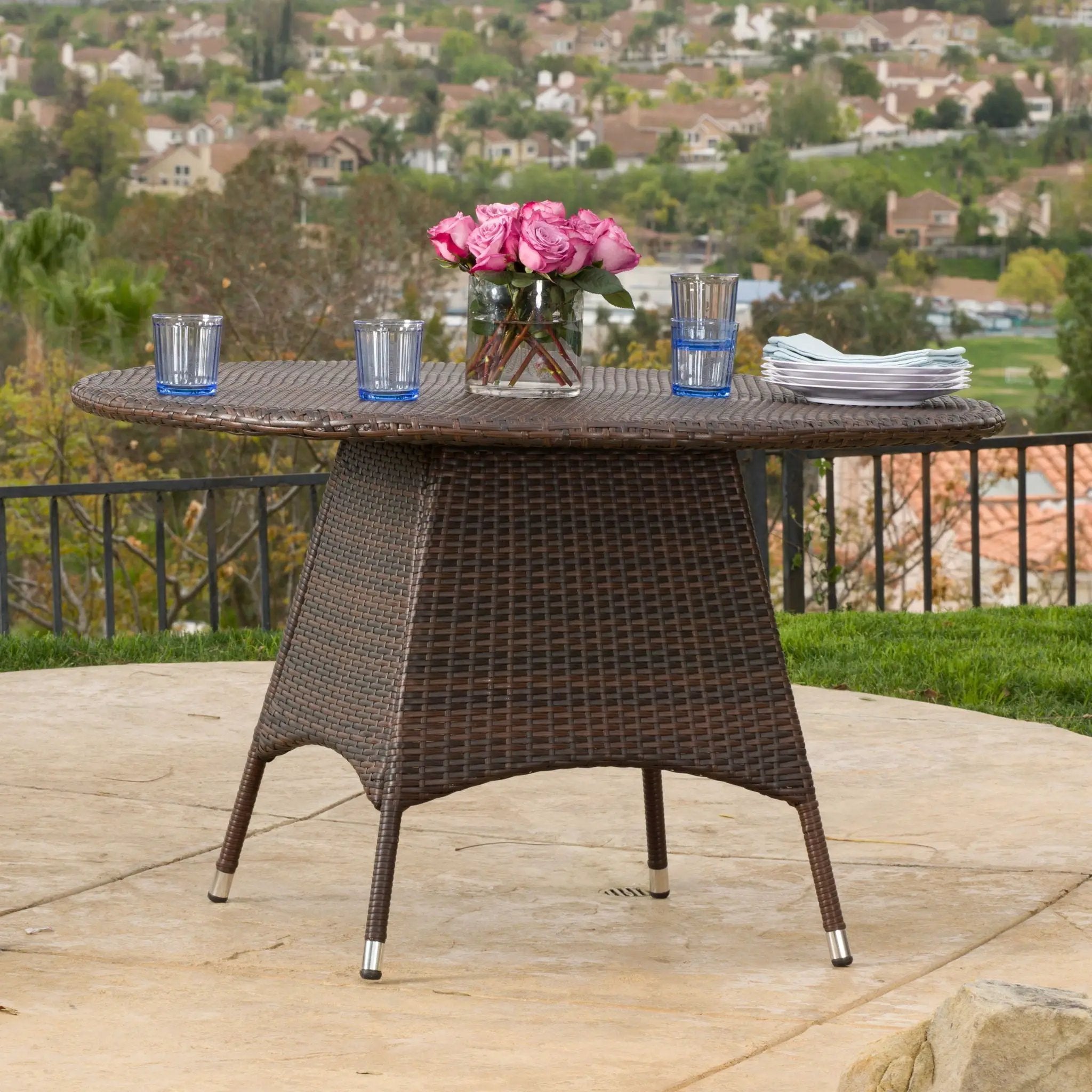 Corsica Round Dining Table - Brown by HouseOfZazla