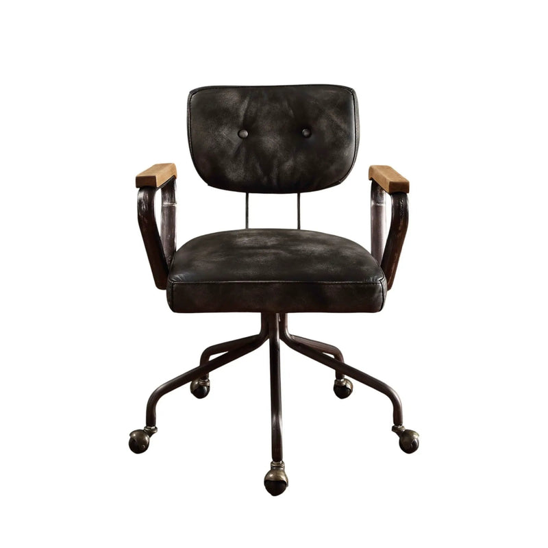 Hallie - Top Grain Leather Office Chair - Vintage Black by Unique Piece Furniture