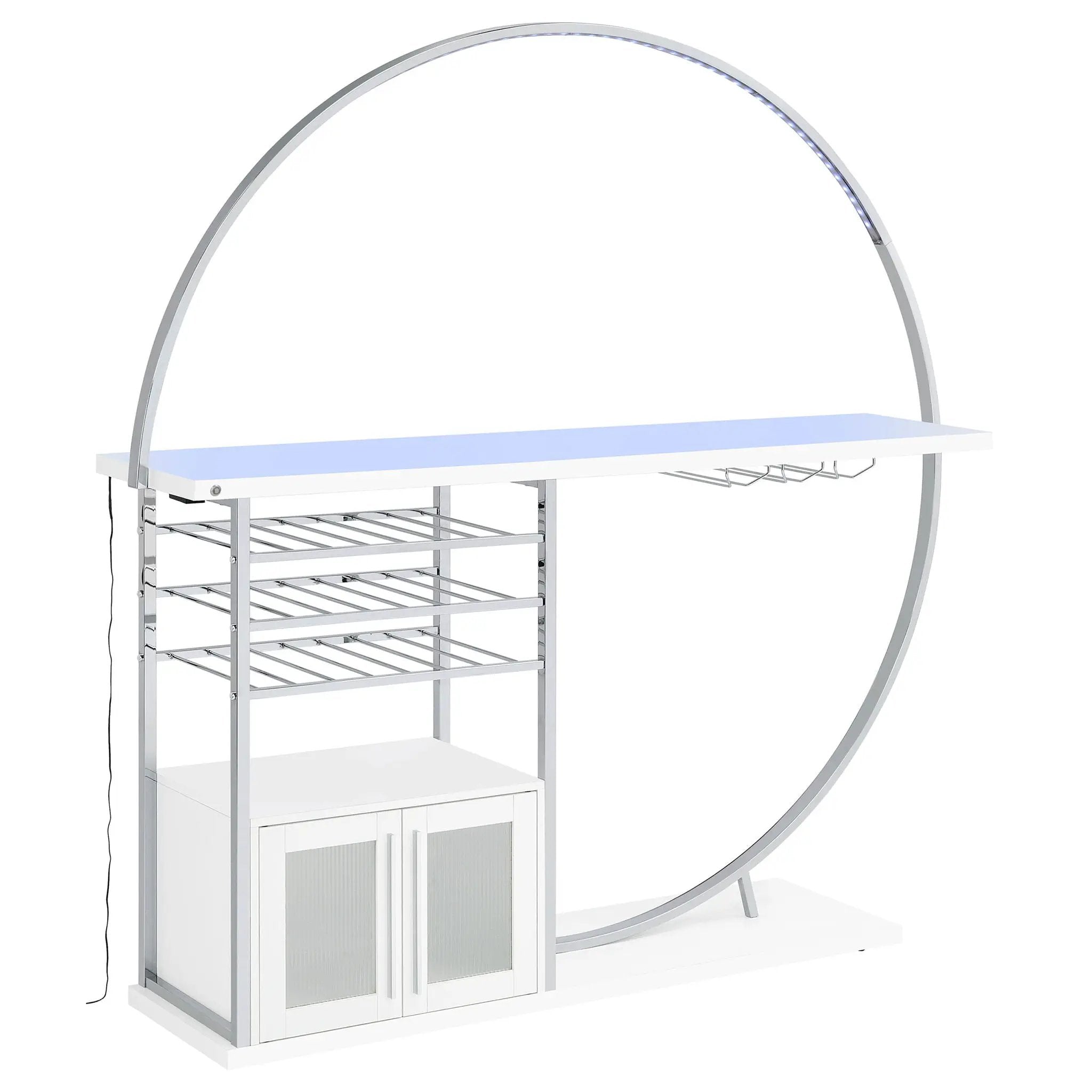 Risley 2-door Circular LED Wine Cabinet White High Gloss by Unique Piece Furniture