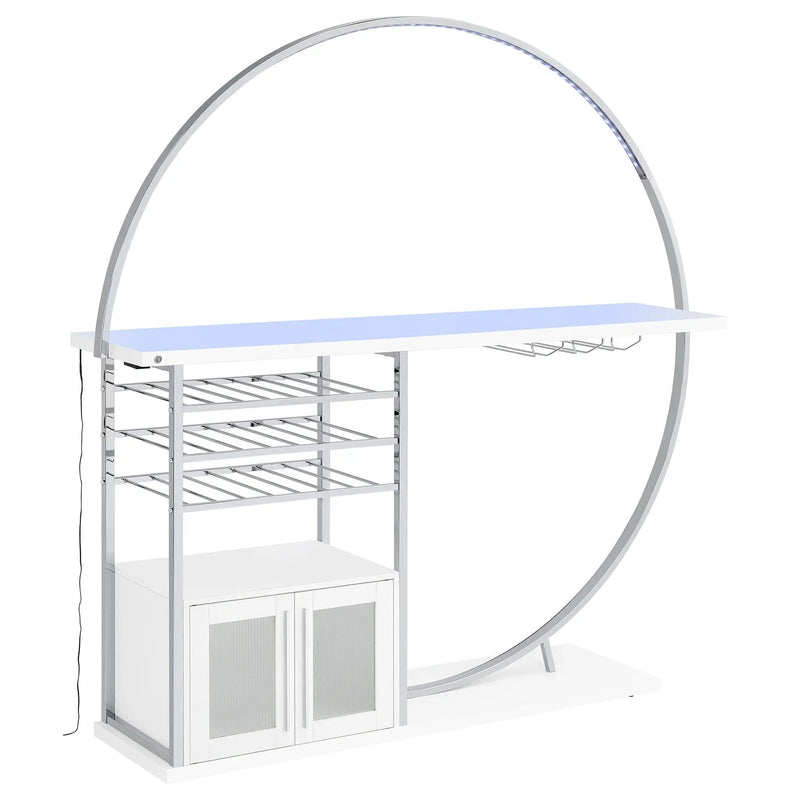 Risley 2-door Circular LED Wine Cabinet White High Gloss by Unique Piece Furniture