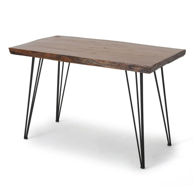 Modern Industrial Faux Live Edge Dining Table With Hairpin Legs - Natural by HouseOfZazla