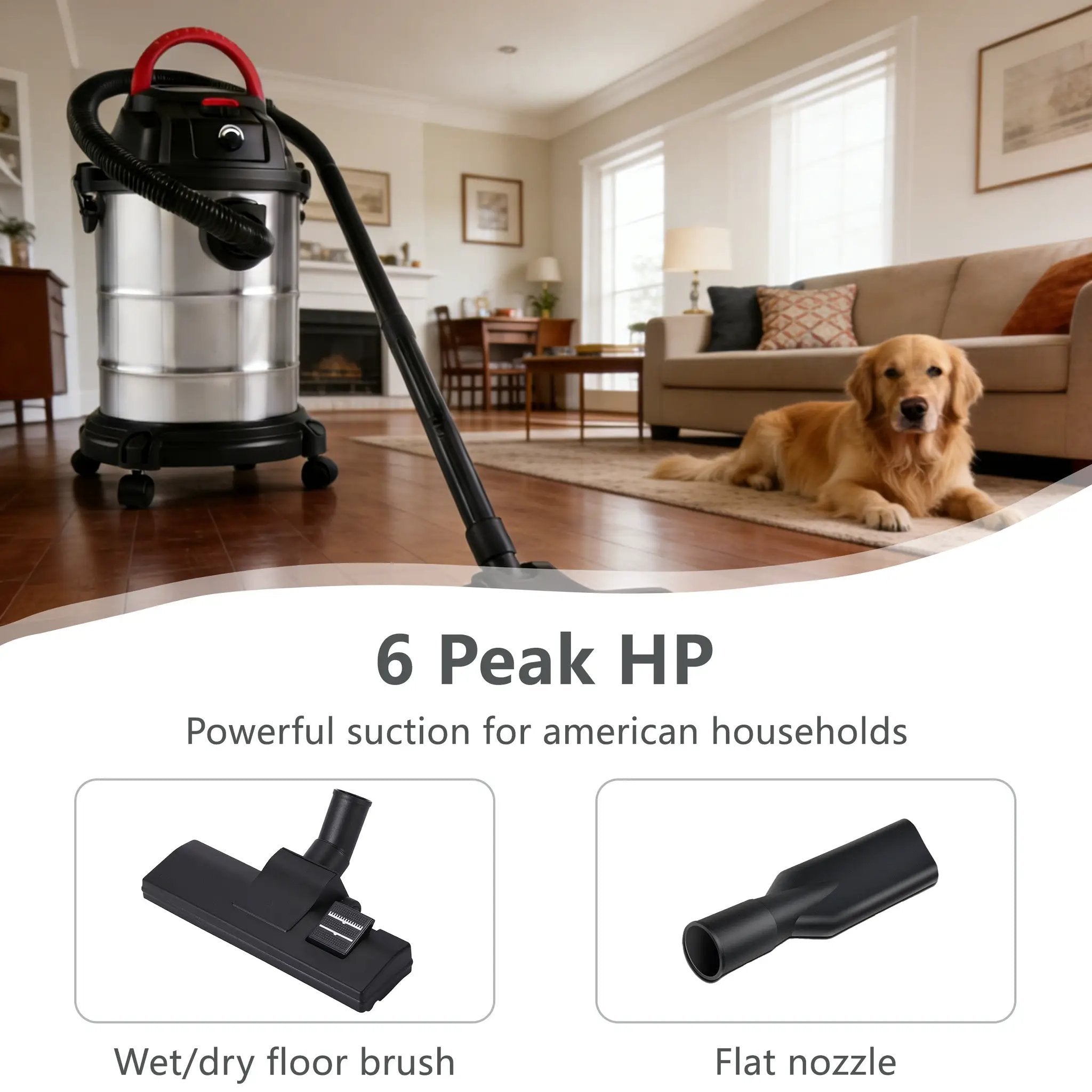 Wet Dry Vac, 8 Gallon, 6 Peak HP, 3 in 1 Shop Vacuum by HouseOfZazla