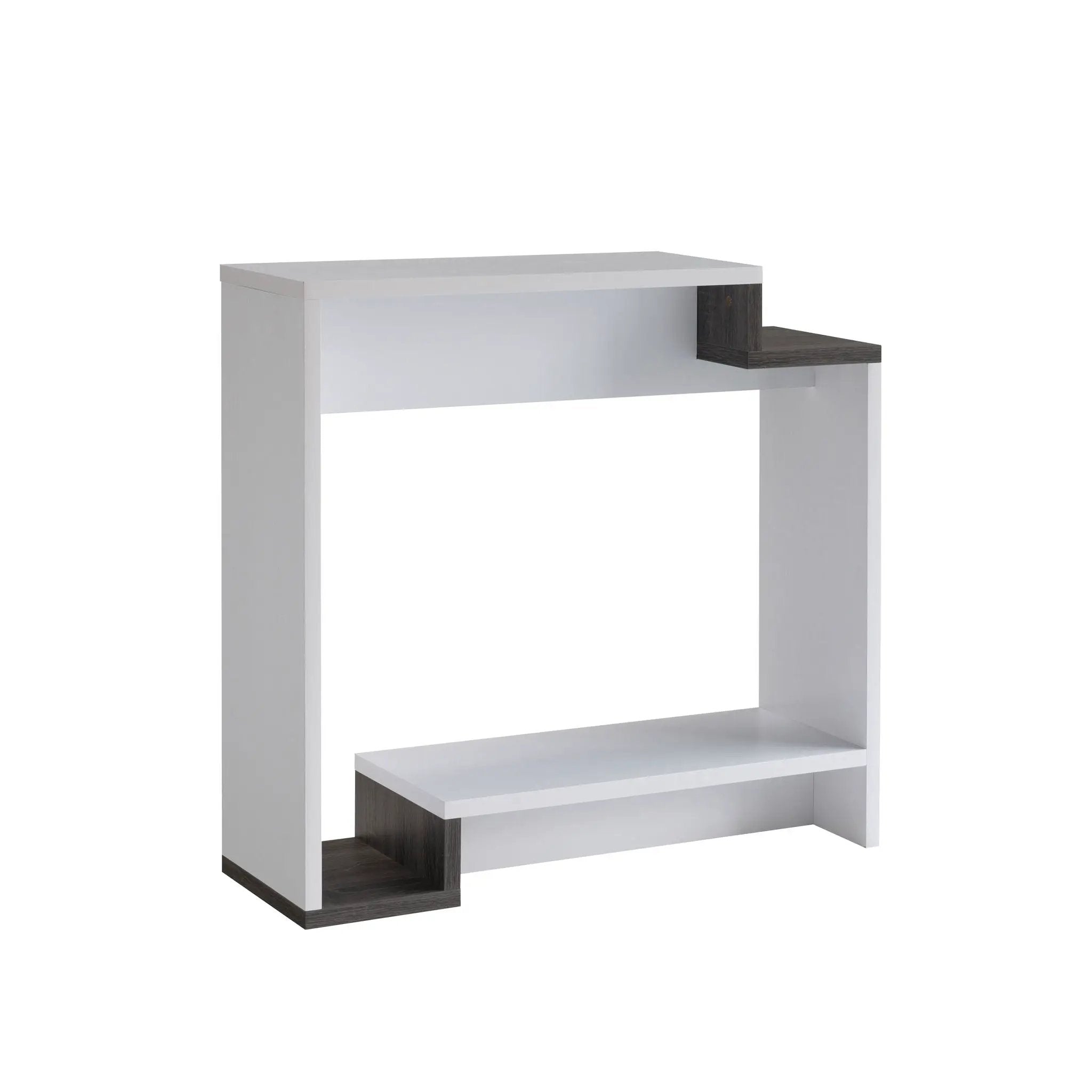 Contemporary Console Table With Two Open Shelves - White / Gray by Unique Piece Furniture