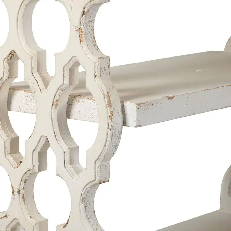 Distressed Wood Shelf Tray, French Country Console Table - Brown / Antique White by HouseOfZazla