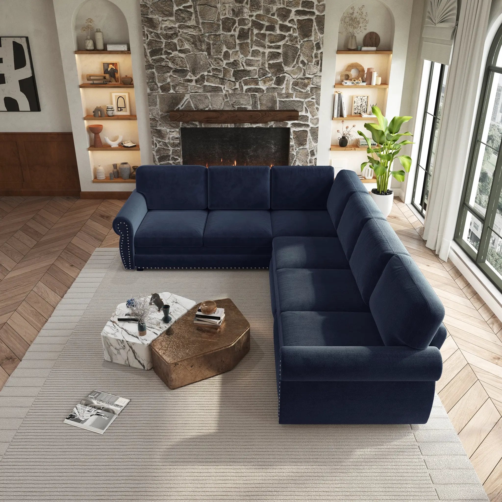 118" L-Shaped Convertible Sleeper Sofa by HouseOfZazla