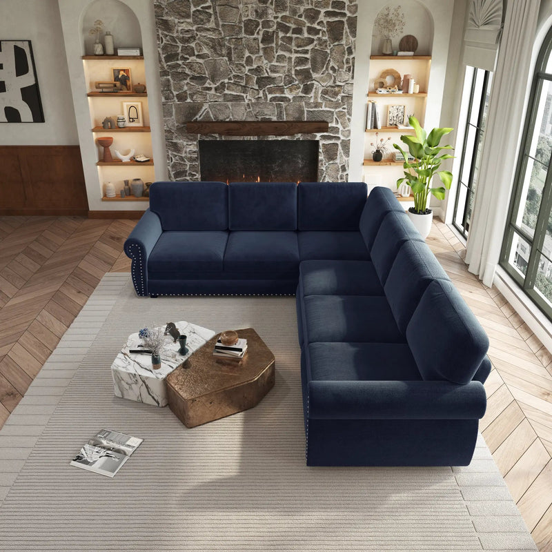 118" L-Shaped Convertible Sleeper Sofa by HouseOfZazla