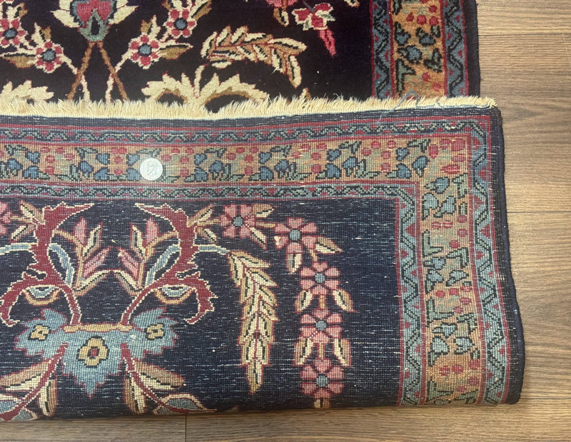 Antique Persian Kerman Rug 2.8 x 4, Navy Blue, Floral by Jewel Rugs