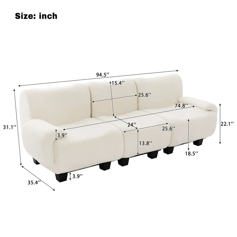 3 Seater Sofa Couch With Curved Armrests by Unique Piece Furniture