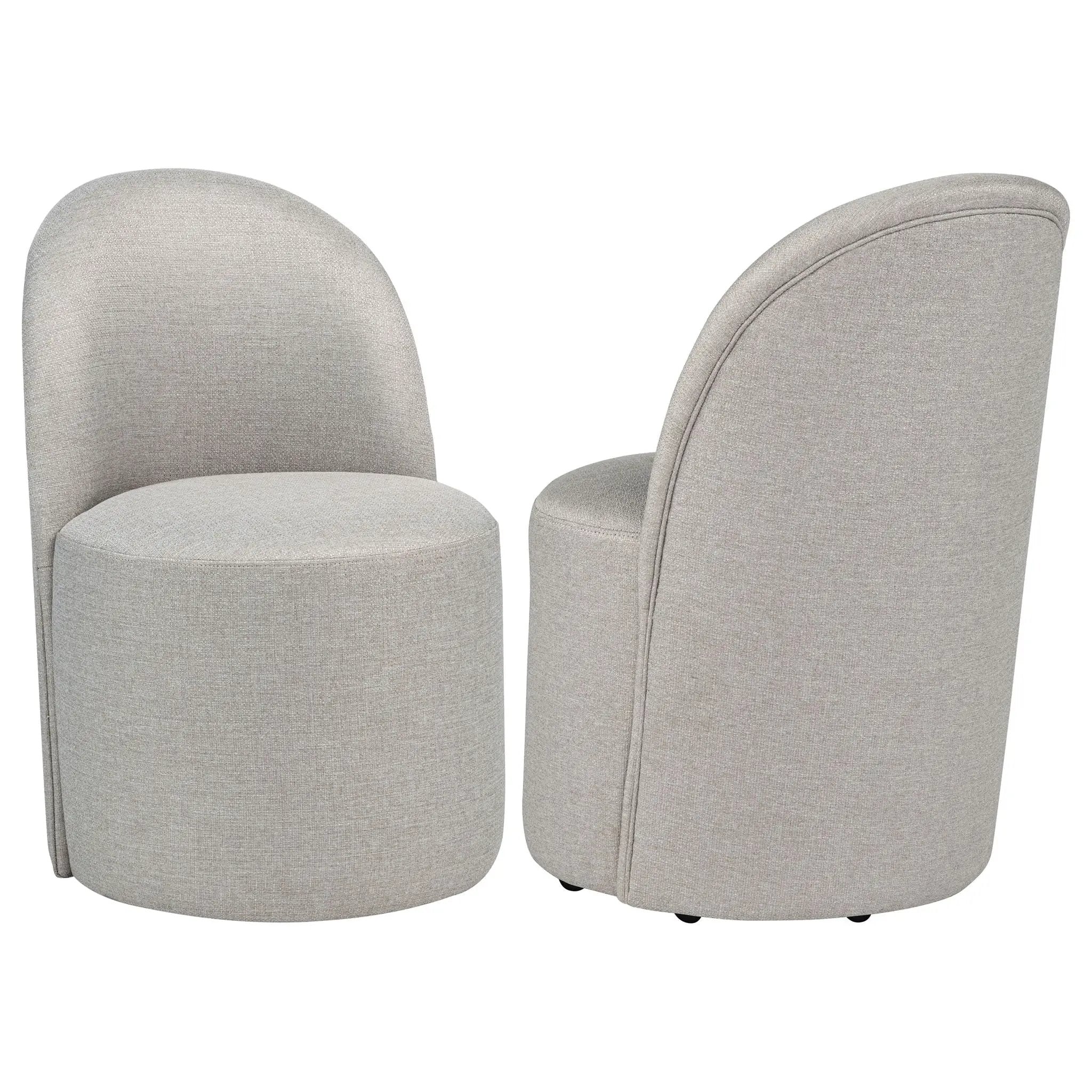 Aubrey Upholstered Barrel Dining Side Chair Beige (Set of 2) by Unique Piece Furniture