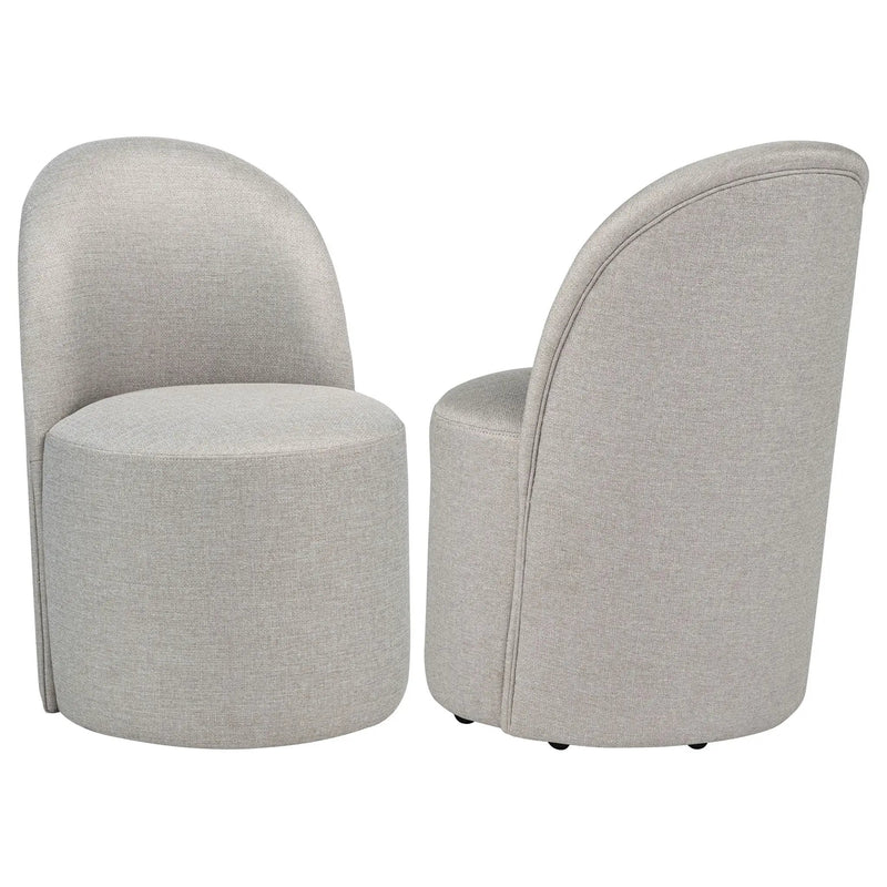 Aubrey Upholstered Barrel Dining Side Chair Beige (Set of 2) by Unique Piece Furniture
