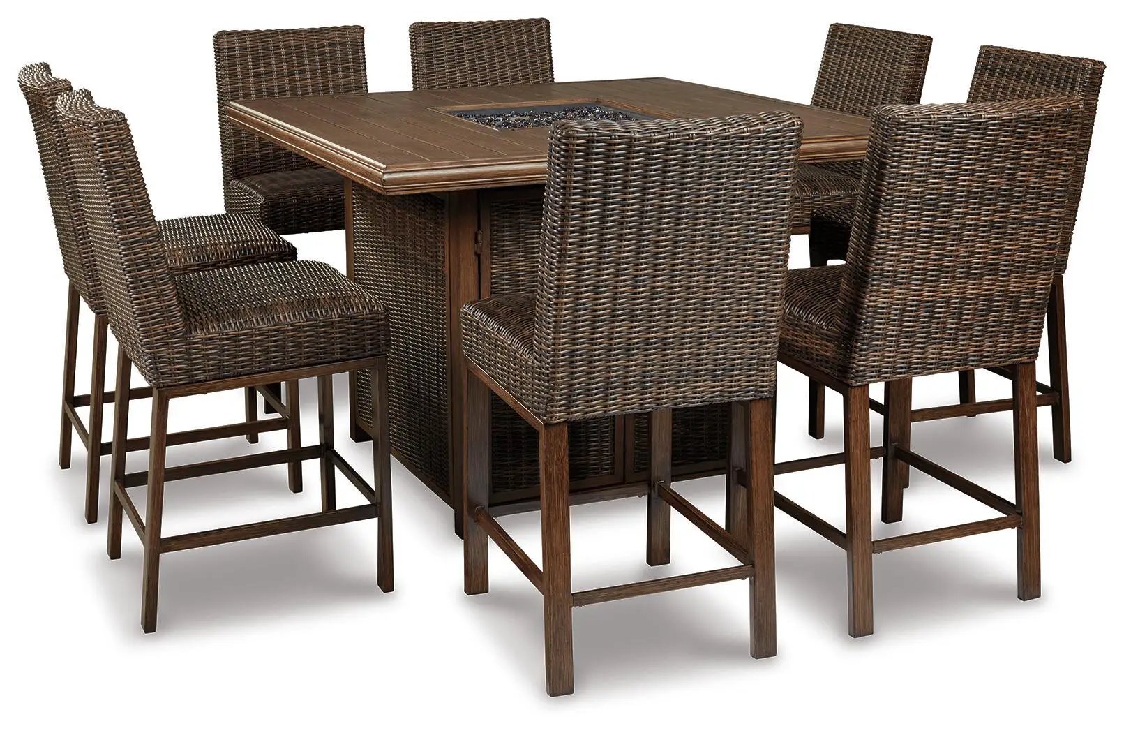 Paradise Trail - Square Bar Table w/Fire Pit - Medium Brown by Unique Piece Furniture