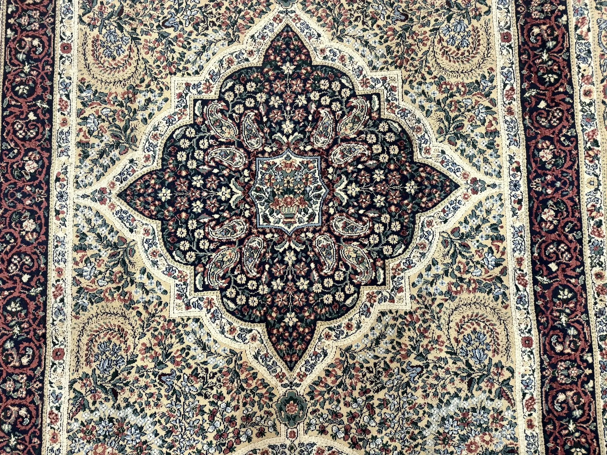 Persian Rug 8x11, Belgium Power Loomed Rug, Kirman Lavar Floral Design, Vintage Rug by Jewel Rugs