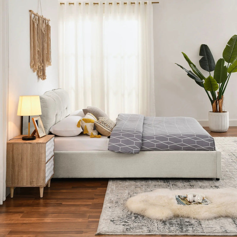 Storage Upholstered Hydraulic Platform Bed With Integrated Headboard