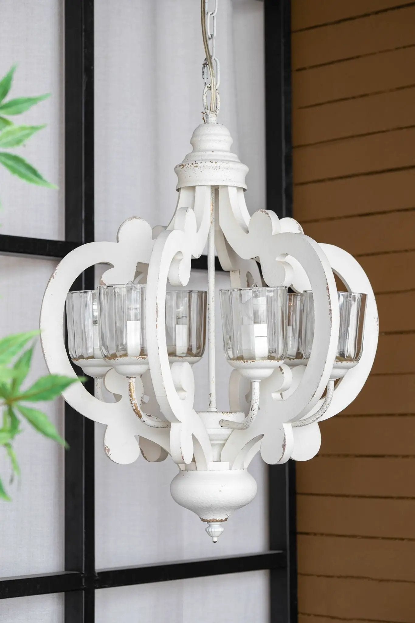Farmhouse Chandelier, 6 Light Wood Chandelier Pendant Light Fixture With Adjustable Chain For Dining Room Living Room Entryway, Bulb Not Included by HouseOfZazla