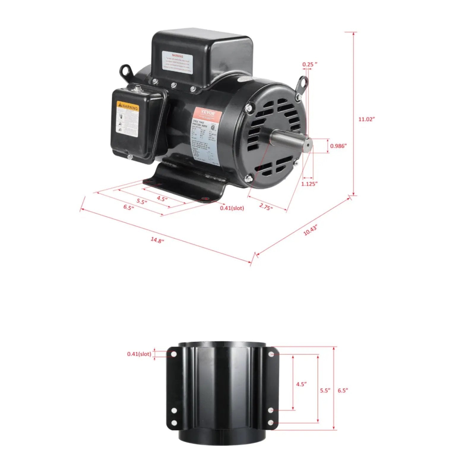 5HP Air Compressor Electric Motor 230V 25A 3450RPM CW/CCW Rotation by HouseOfZazla