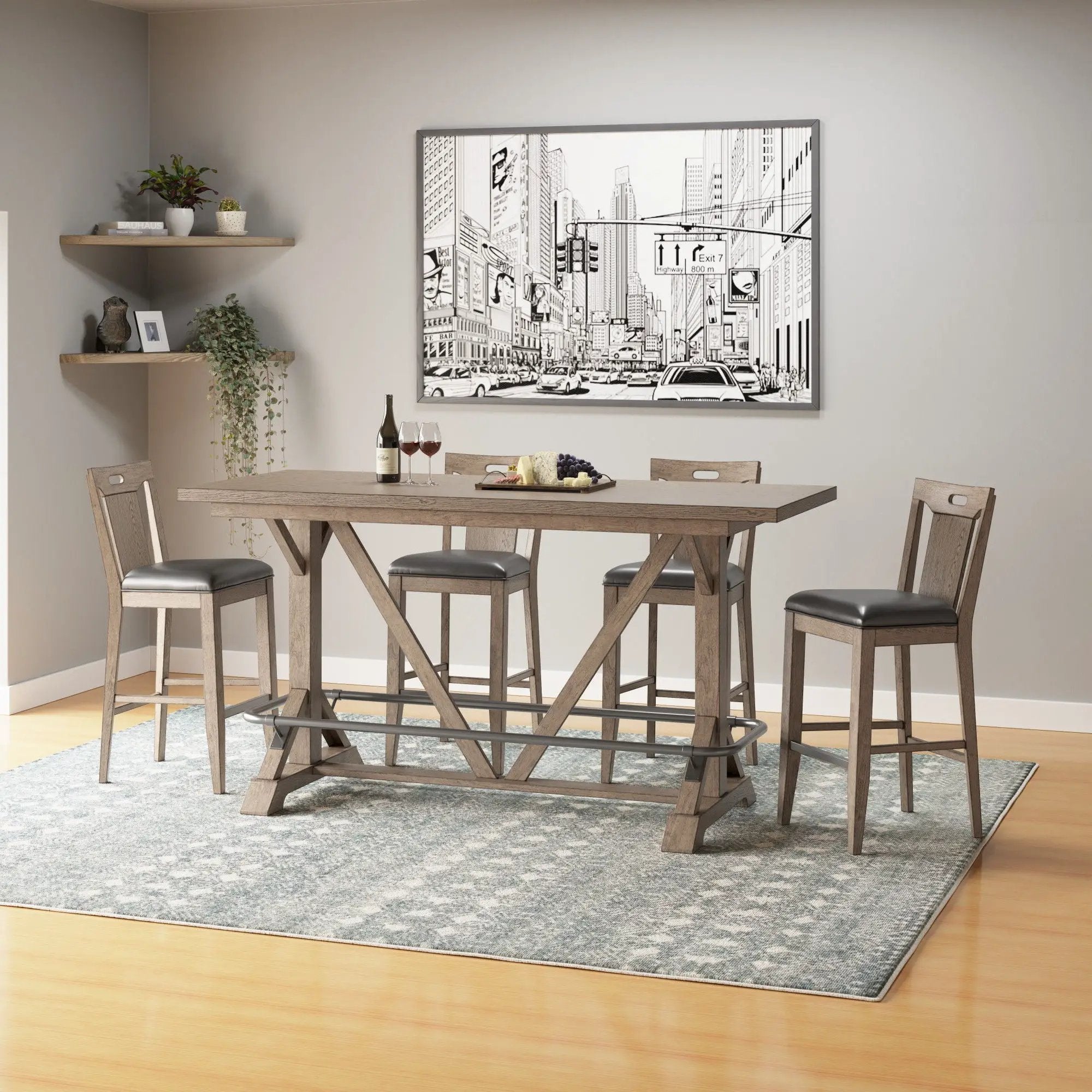 Slat Back Bar Stools (Set of 2) - Brown by Unique Piece Furniture