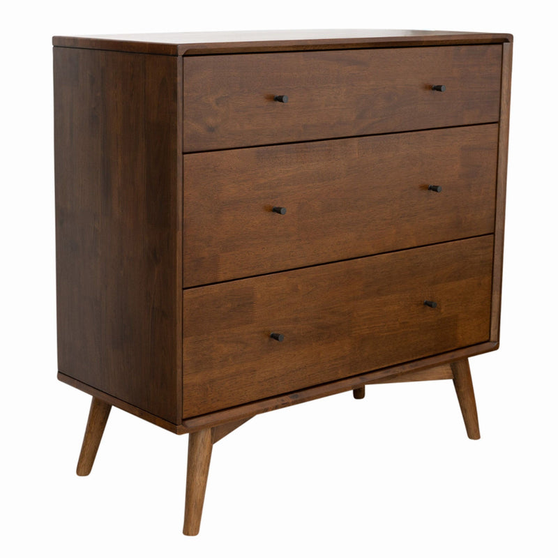 Solid Wood 3 Drawer Dresser with Spacious Storage - Brown