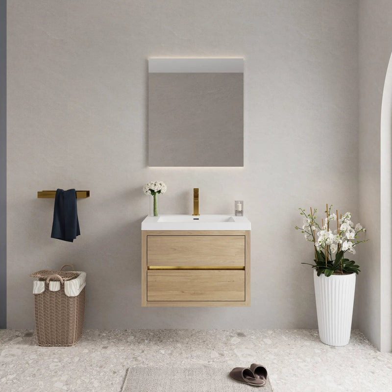 30" Wall-Mounted Bathroom Vanity with Sink, Floating Storage Cabinet by HouseOfZazla