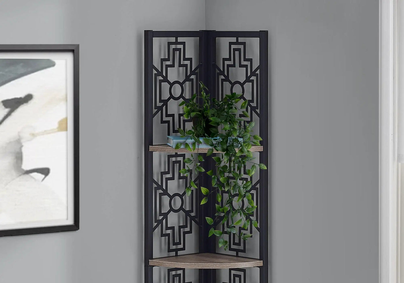 4 Tier Corner Bookshelf Bookcase for Office, Transitional Style by HouseOfZazla