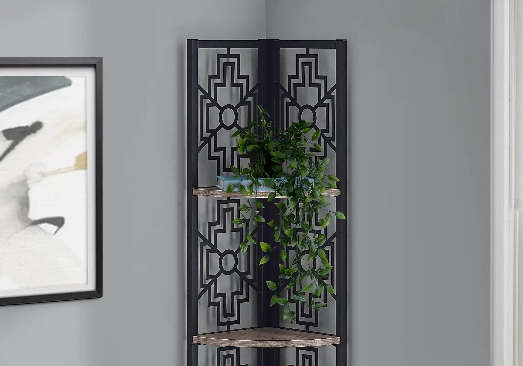 4 Tier Corner Bookshelf Bookcase for Office, Transitional Style by HouseOfZazla