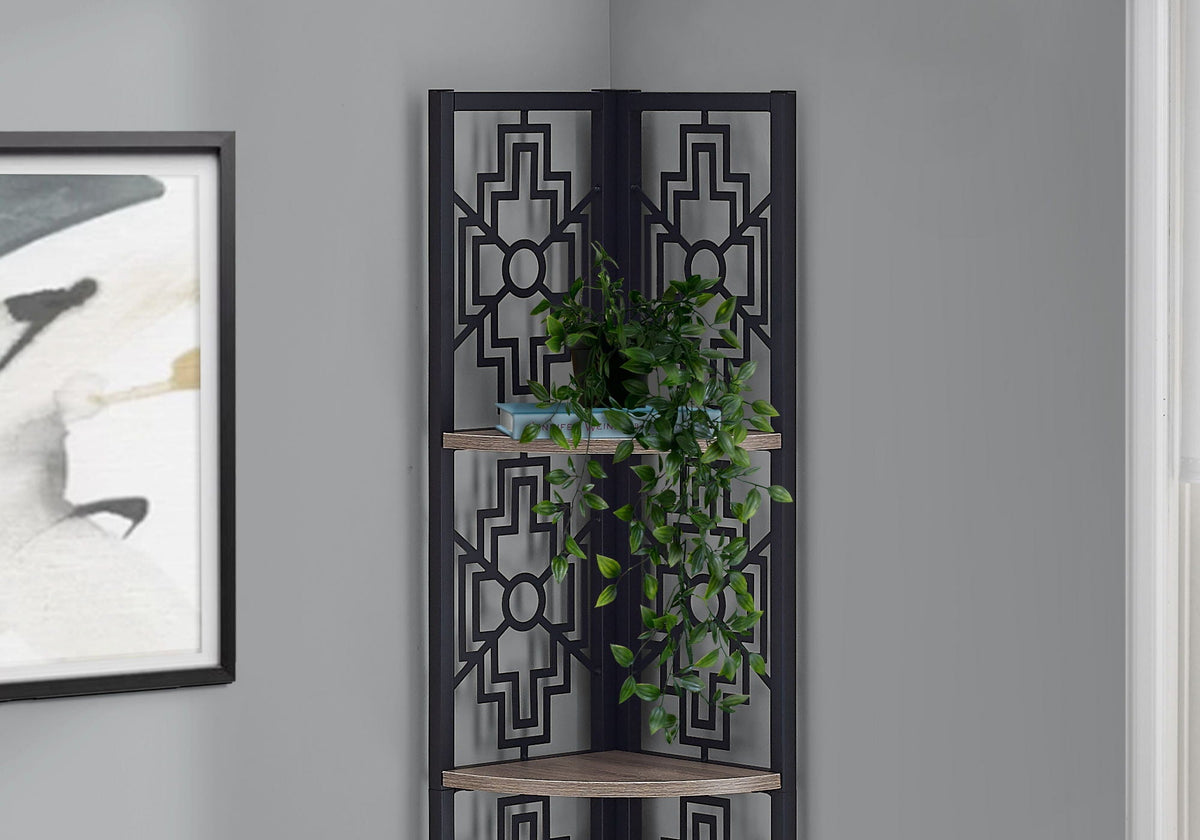 4 Tier Corner Bookshelf Bookcase with Metal Frame - White, Dark Brown, Light Brown, photo 7 of 12