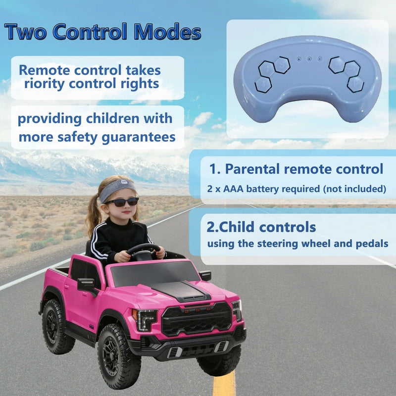 12V Kids Ride On Car With Remote Control, 4 Wheel Shock Absorption, Multifunctional Music Player Perfect Gift For Toddlers - Pink by HouseOfZazla