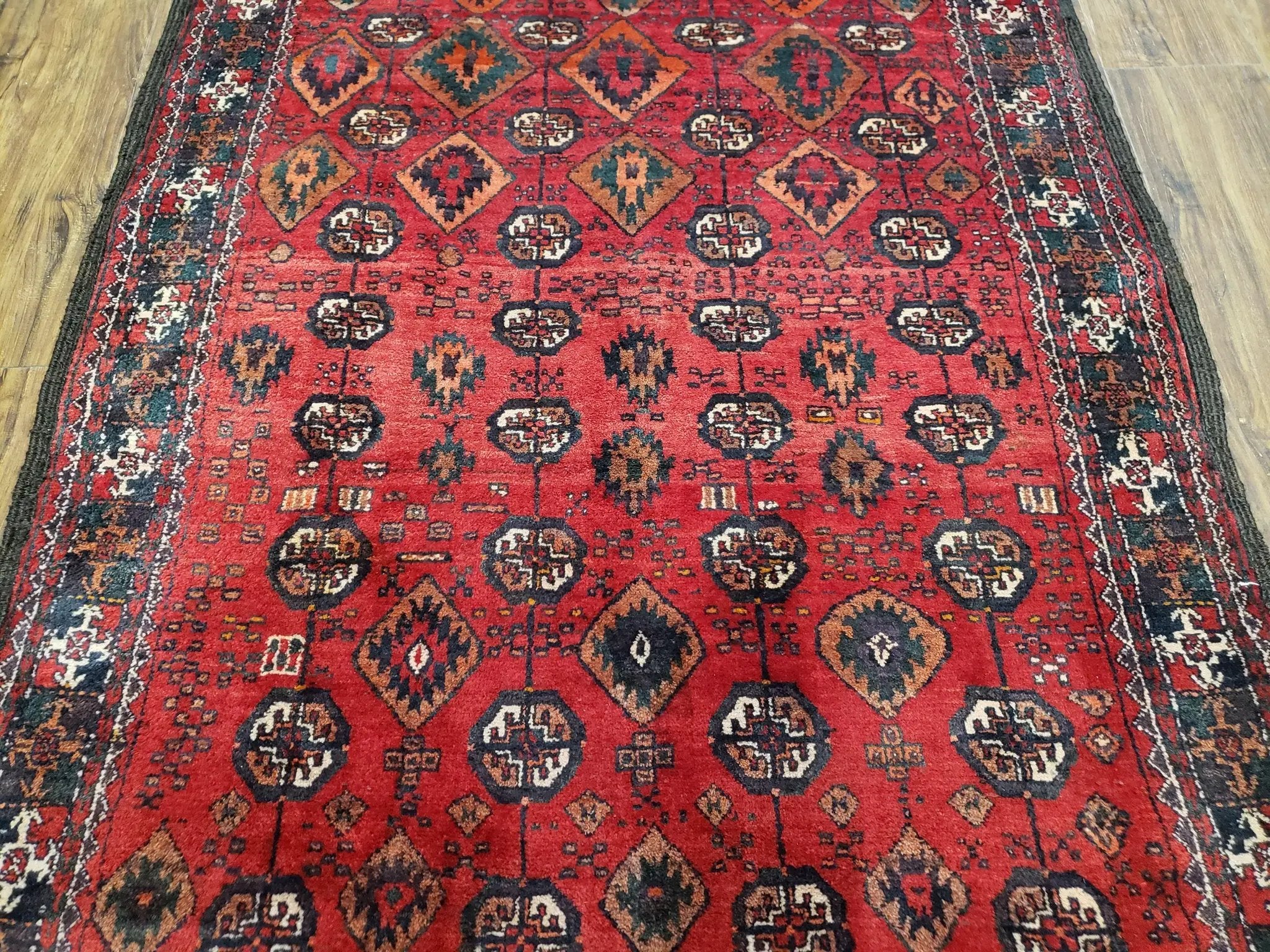4 x 8 Handmade Baluch Afghan Turkoman Tribal Wool Rug Organic Dyes 8x4 Carpet by Jewel Rugs