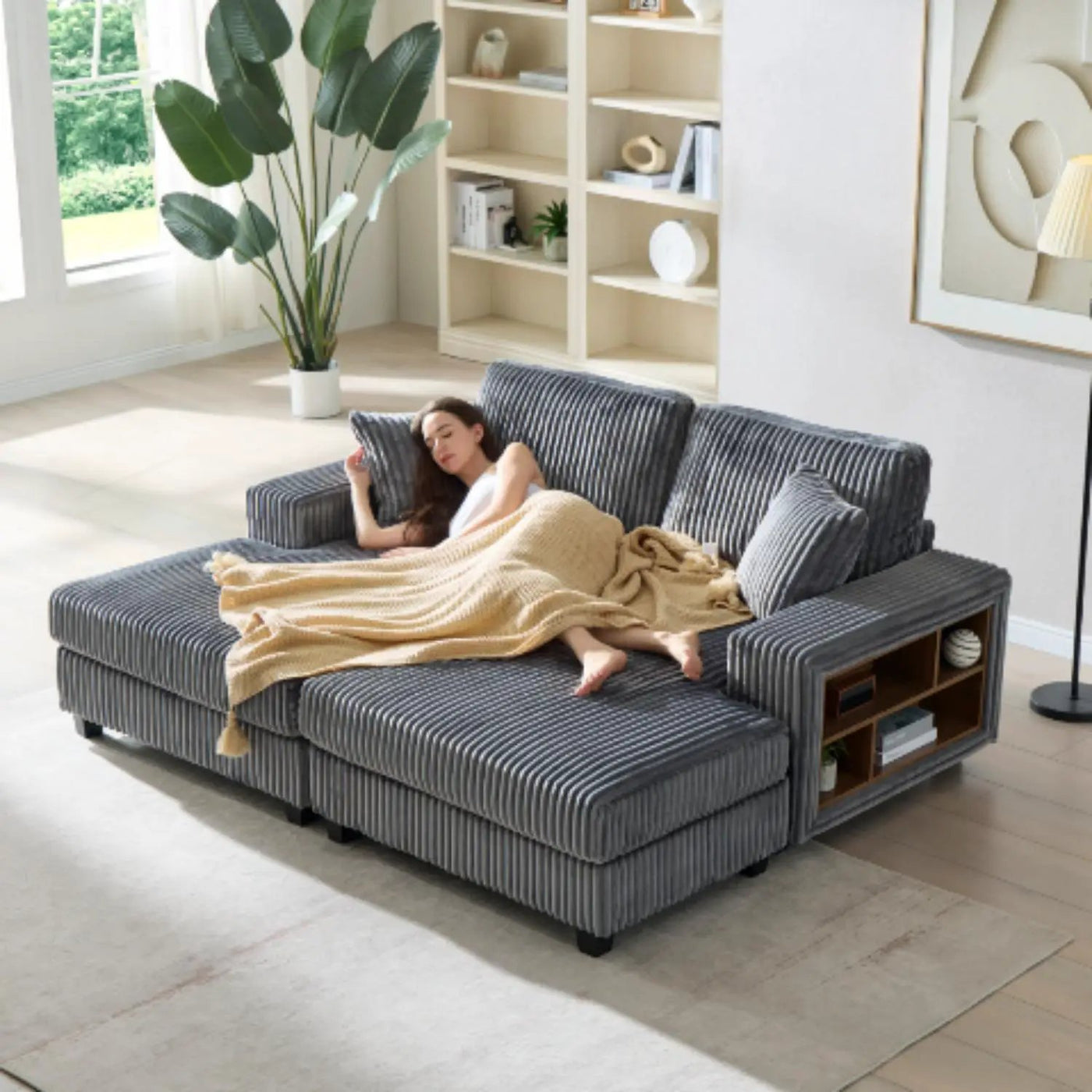 Convertible Sectional Sofa, Sleeper Oversized Living Room Lounge by HouseOfZazla