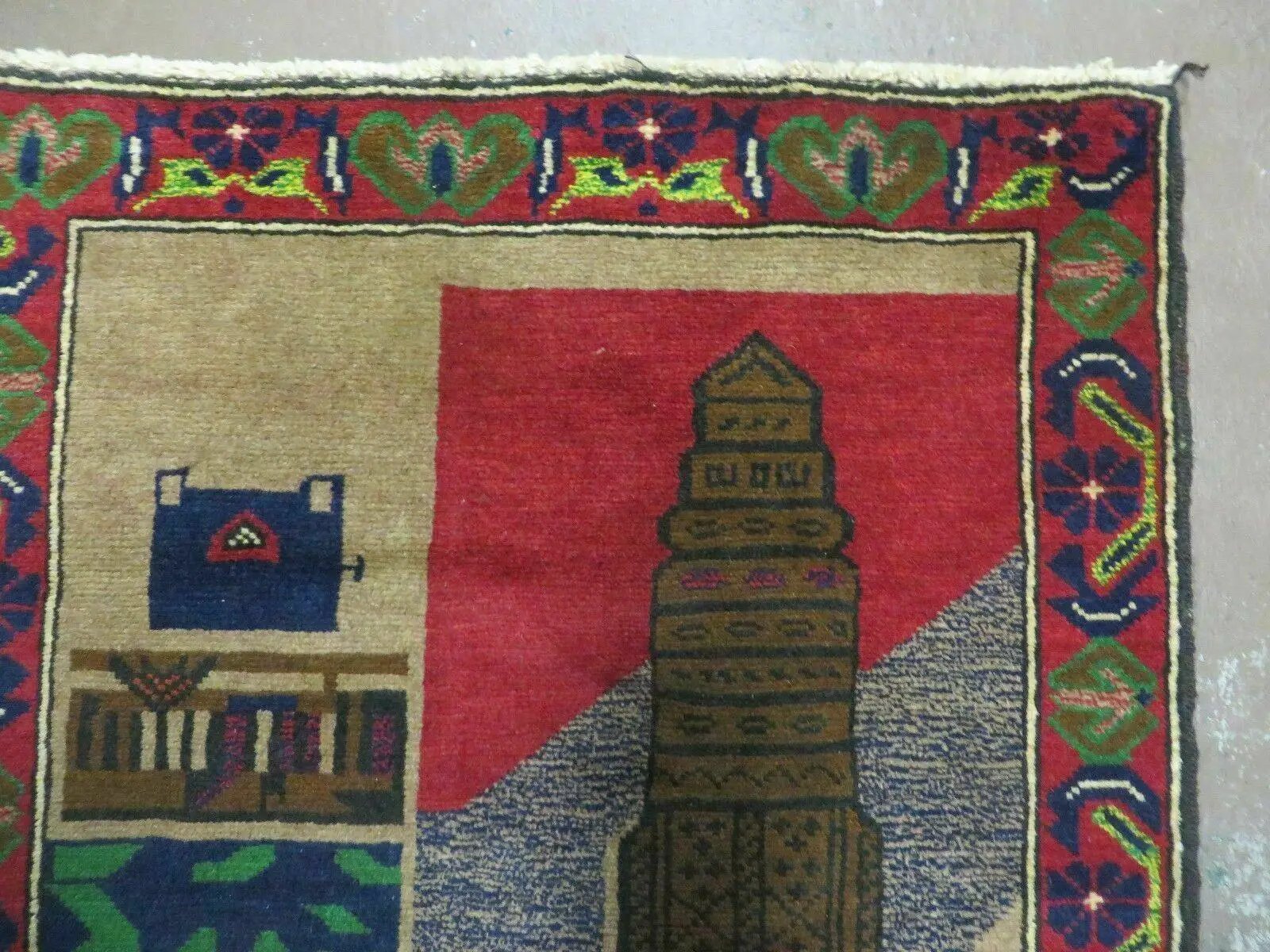 3' X 4' New Vintage Handmade Afghan Balouch Tribal Wool Pictorial Rug # 281 by Jewel Rugs