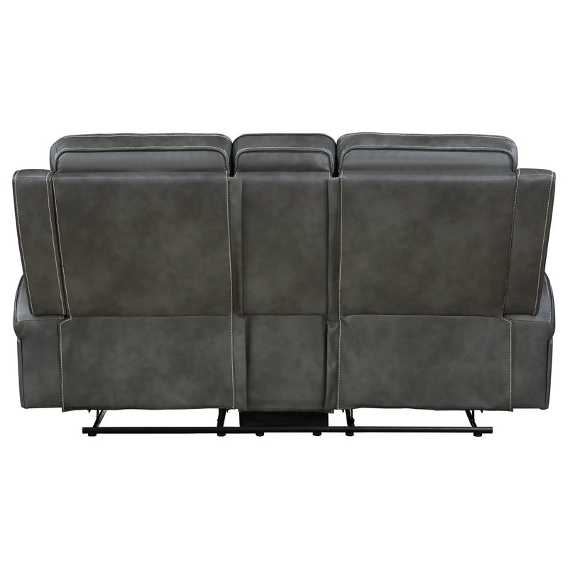 Raelynn Upholstered Track Arm Motion Loveseat Grey by Unique Piece Furniture