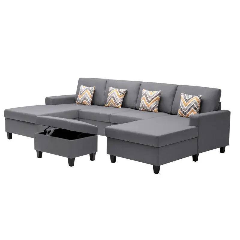Nolan - Fabric 5 Piece Sectional Sofa With Interchangeable Legs by HouseOfZazla